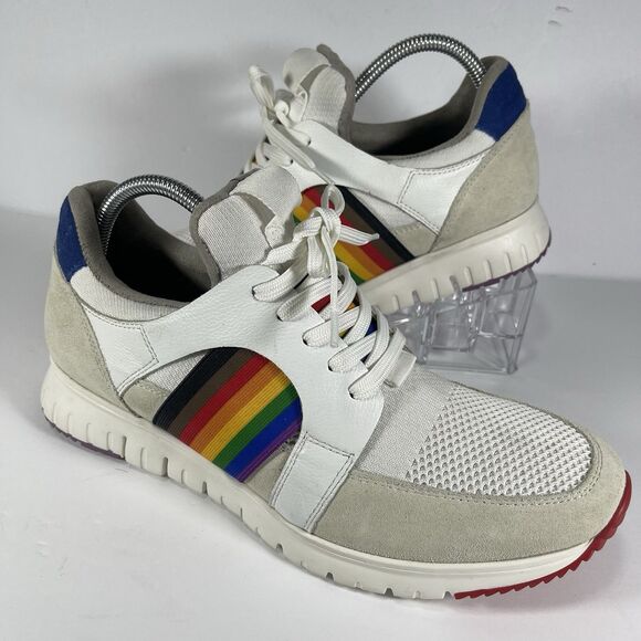 Kenneth Cole New York Bailey Pride Sneakers Men’s Size 9 Rainbow White Suede